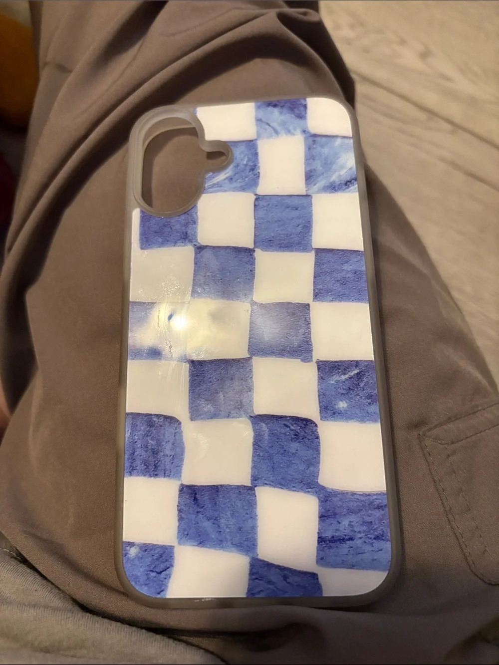 Blue & White Checkered Phone Case - Unbranded